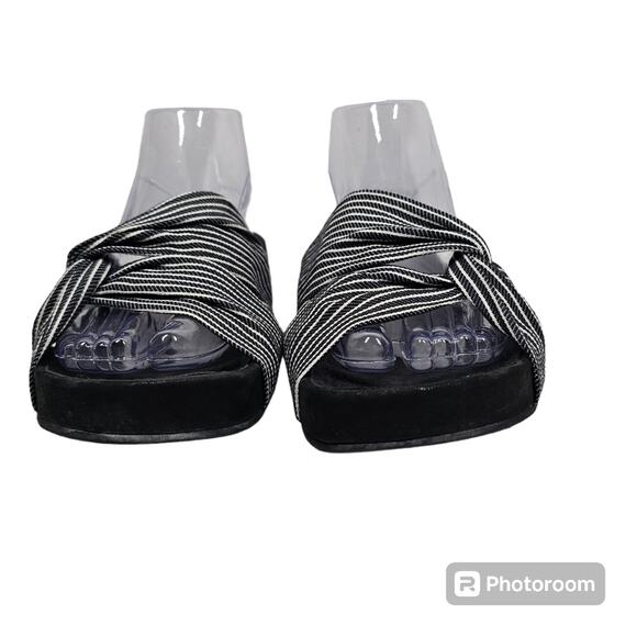 Eileen Fisher Pal Black Stripe Canvas Slides Size 10 - Picture 5 of 10